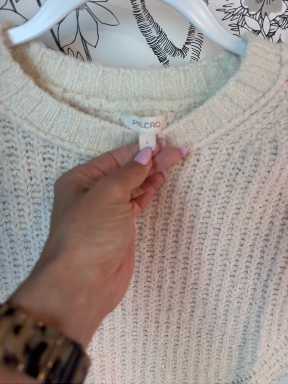 Pilcro Cream Chunky Knit Crewneck Sweater - Picture 5 of 9